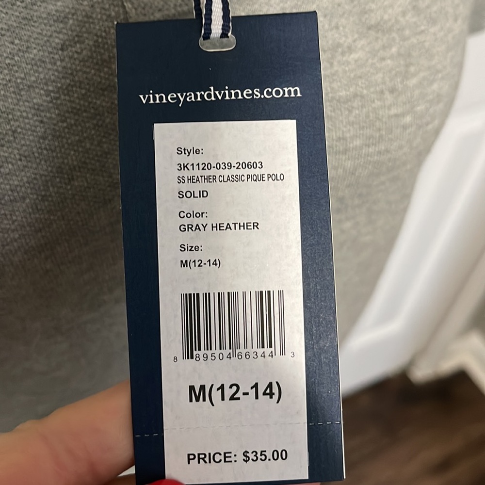 BNWT Vineyard Vines Gray Classic Pique Polo - Picture 5 of 5